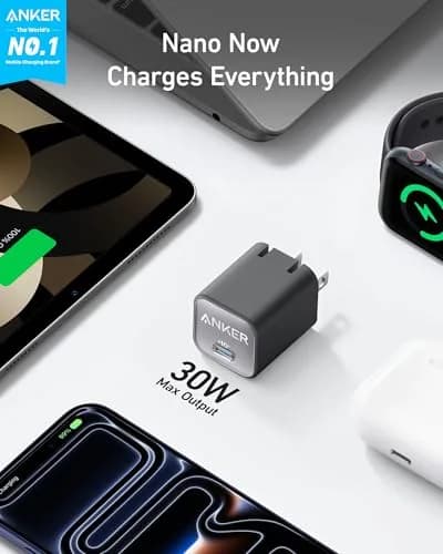 Anker Nano 3 30W GaN USB C Charger | Phantom Black, 28.5mm x 28.5mm x 35.5mm thumbnail 2