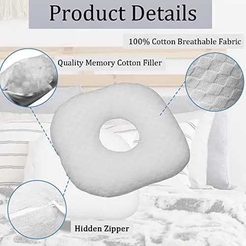 Wuronsa Ear Piercing Pillow with Hole for Cartilage Piercings, CNH Support | Adjustable Cotton Pillow for Ear Pain Relief thumbnail 4