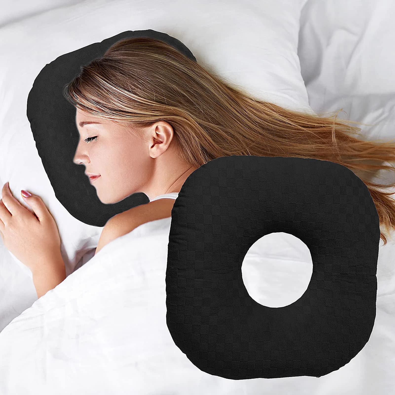 Wuronsa Ear Piercing Pillow with Hole for Cartilage Piercings | Support for Ear Pain & Recovery
