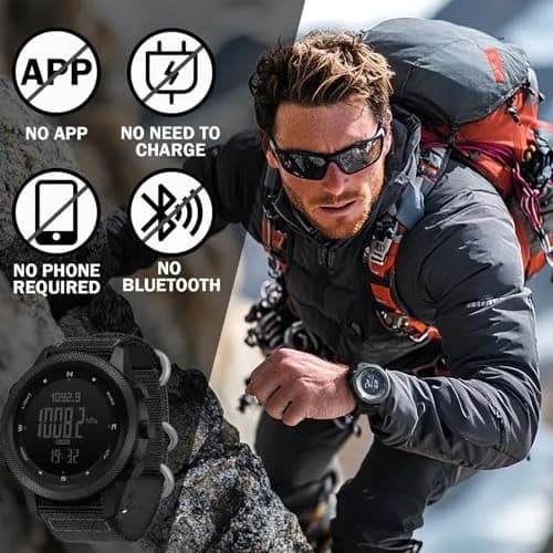 NORTH EDGE Apache Outdoor Digital Watch for Men 50mm (1.97in) | ABC Sensors, Weather Trend, 50M Water Resistance thumbnail 4