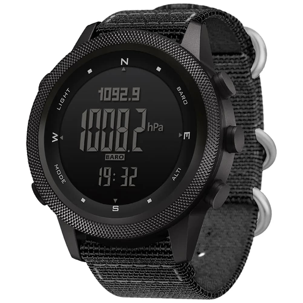 NORTH EDGE Apache 50mm Digital Watch for Men | Rugged Outdoor Companion with Altimeter, Barometer, Compass — Apache 46MM Black Nylon Band