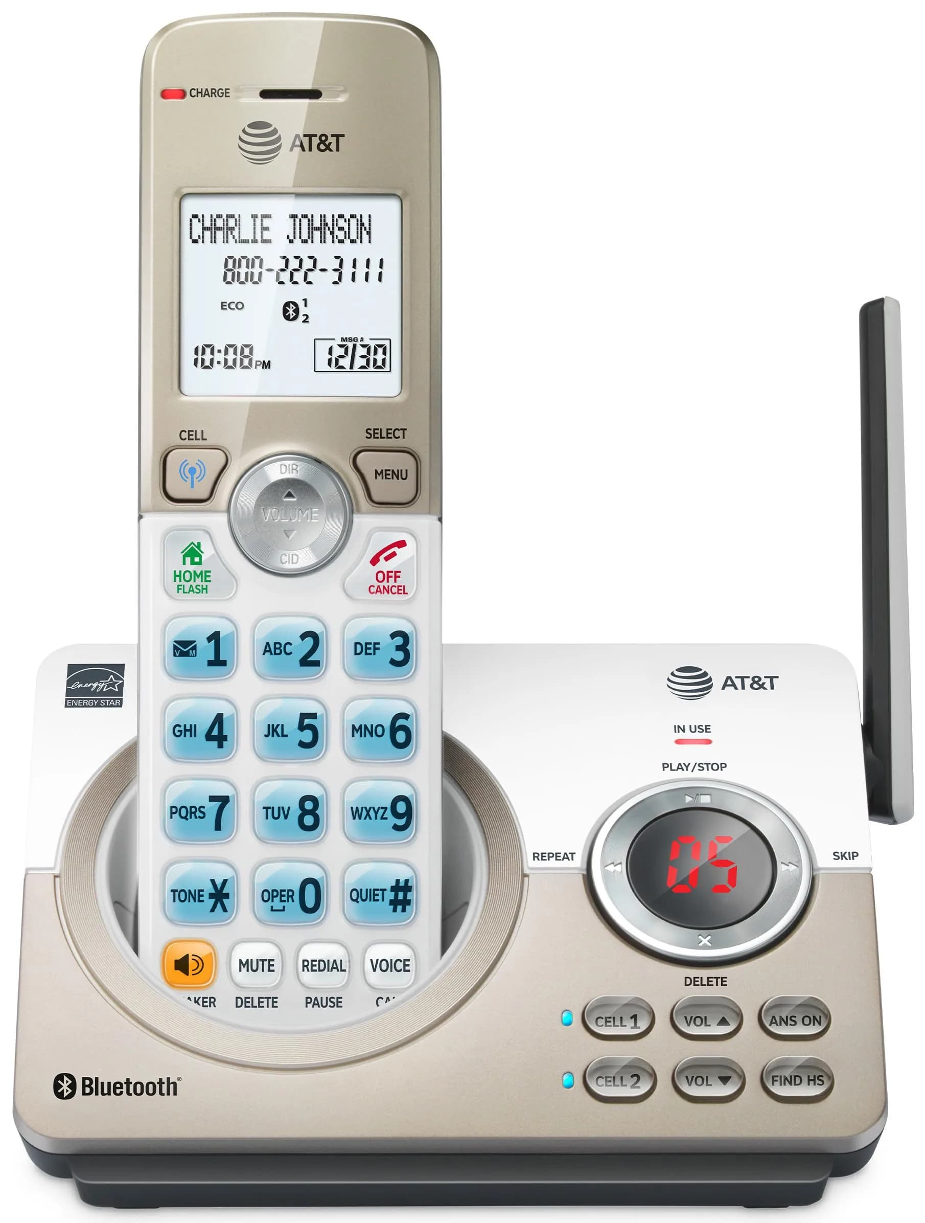 AT&T DL72219 DECT 6.0 2-Handset Cordless Phone with Connect to Cell & Call Blocking | 1.8" Backlit Display — 1 Handset Cordless Phone
