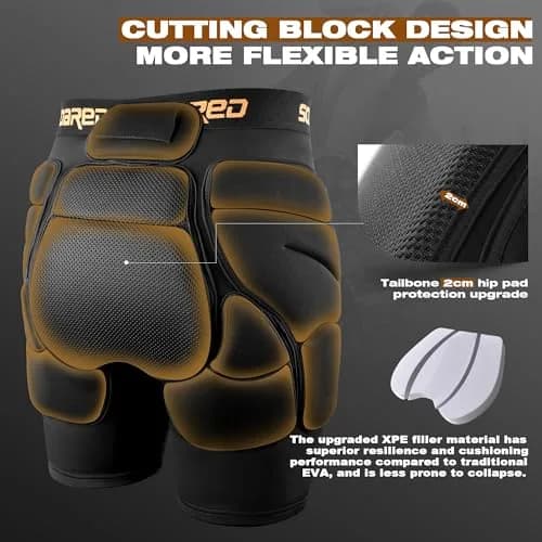 Soared Impact Protection Hip Butt Shorts for Ski & Snowboarding | 3D XPE Padding, Unisex, Black thumbnail 2