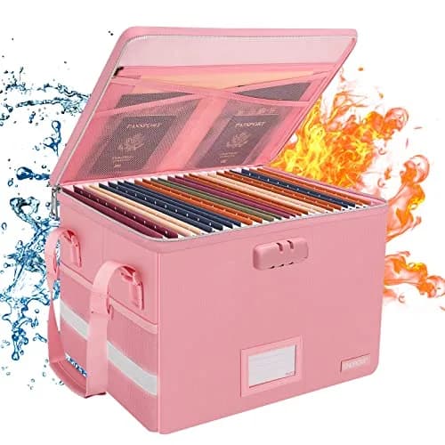 ENGPOW Fireproof Document Box with Lock, Collapsible File Organizer 34L (15.55" x 12.2" x 10") | UL94-V0/5VA Certified thumbnail 1