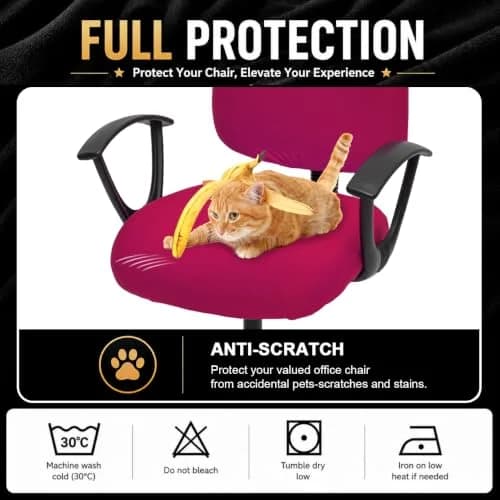 DIVA EN CAMINO DEC Stretchable Office Chair Seat Cover | Washable, Pink, Universal Fit thumbnail 5