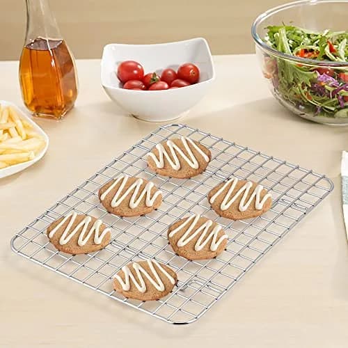 TeamFar Cooling Rack 9.75”x7.5” Stainless Steel Baking Grid Wire Rack | Heavy Duty & Dishwasher Safe thumbnail 5