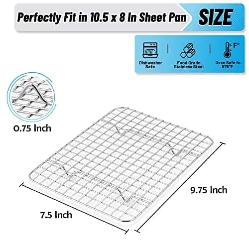 TeamFar Cooling Rack 9.75”x7.5” Stainless Steel Baking Grid Wire Rack | Heavy Duty & Dishwasher Safe thumbnail 2