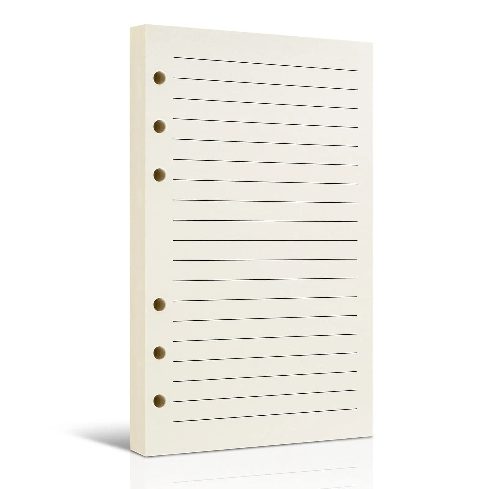 Tofun A6 Refillable Paper for 6-Ring Binders, 10.5 x 17cm | 80 Sheets, 7mm Ruled, Cream - main product image