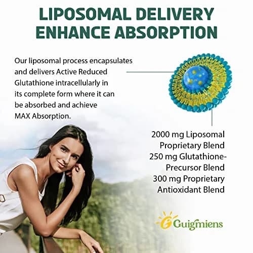 Guigmiens Liposomal Glutathione 2000 MG | Antioxidant Supplement for Skin & Immunity (120 Count) thumbnail 3
