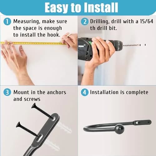VRSS Black Curtain Tiebacks Drapery Holdbacks 6 Pcs | 15.2cm L x 7.6cm D Wall Mount thumbnail 6