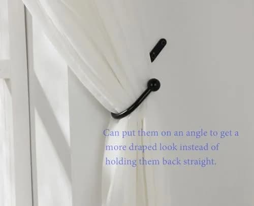 VRSS Black Curtain Tiebacks Drapery Holdbacks 6 Pcs | 15.2cm L x 7.6cm D Wall Mount thumbnail 2