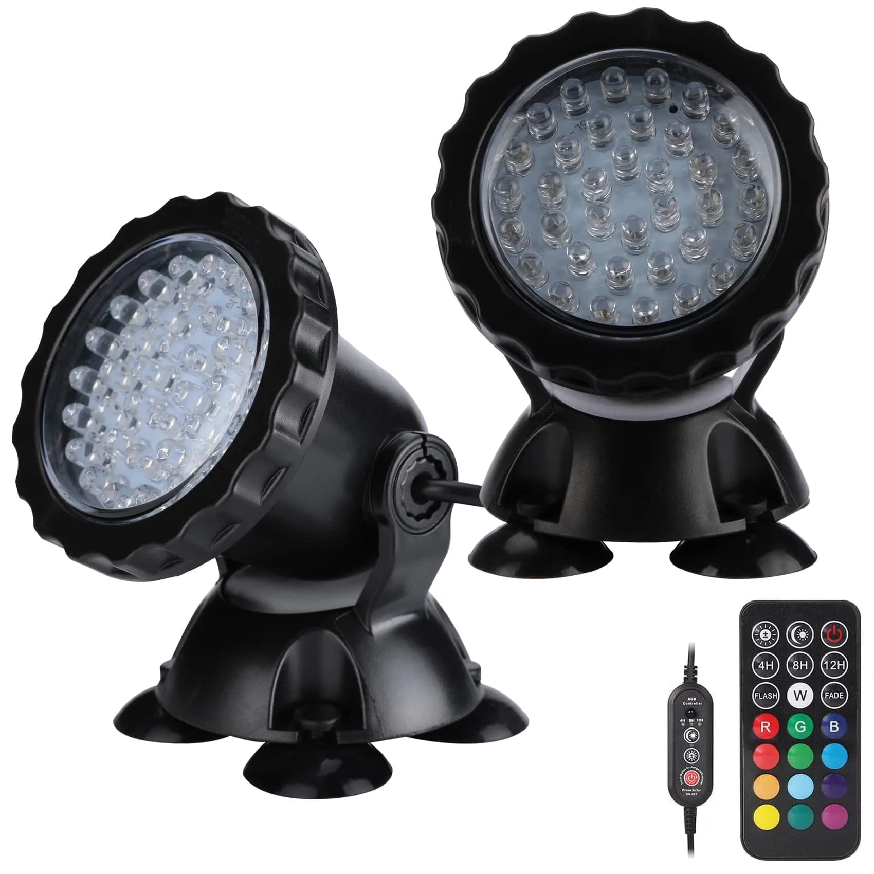 ZHGSERVU Submersible Pond Light with Timer Remote - 2 Pack, 7cm (2.75 in) Diameter, 13 RGB Colors