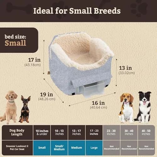 Snoozer Pet Products Lookout 2 Dog Car Seat Small | Stone Diamond, Foam & Wool-Like Fabric thumbnail 3