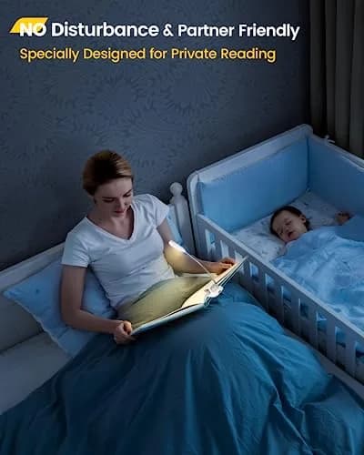Glocusent Willow Book Light 45g (1.4oz) | 3 Colors, 3 Brightness, USB-C Rechargeable, 80hr Runtime thumbnail 6