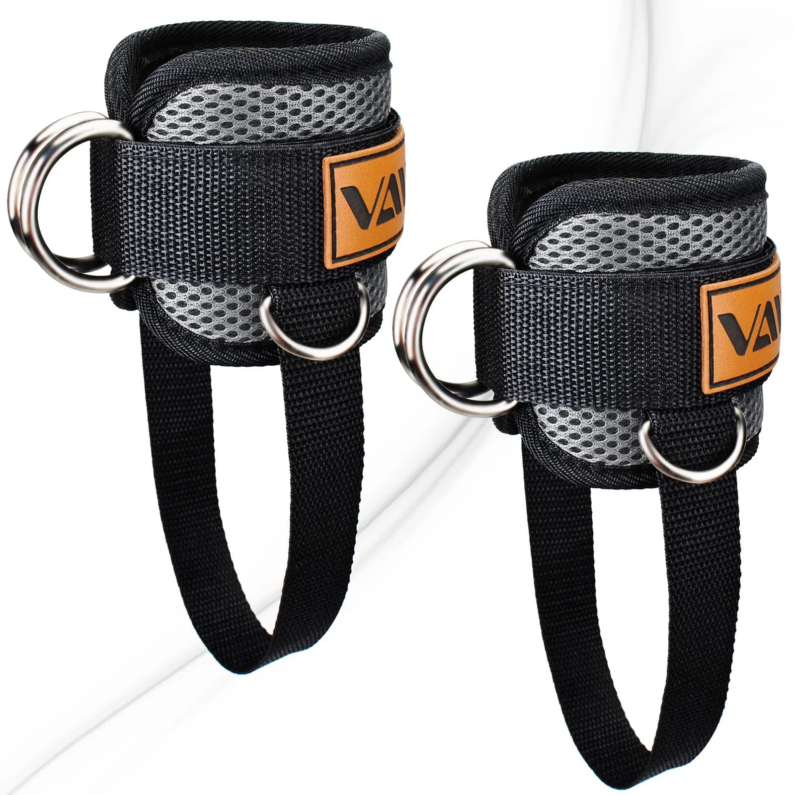 VAIIO Ankle Straps for Cable Machines - Pair | Adjustable Neoprene Cuffs for Glutes, Legs, Calves — Grey