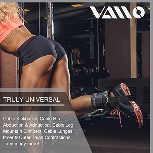 VAIIO Ankle Straps for Cable Machines, Adjustable Comfort Fit Neoprene & Nylon Pair | Heavy Duty D-Ring Workout Cuffs thumbnail 2