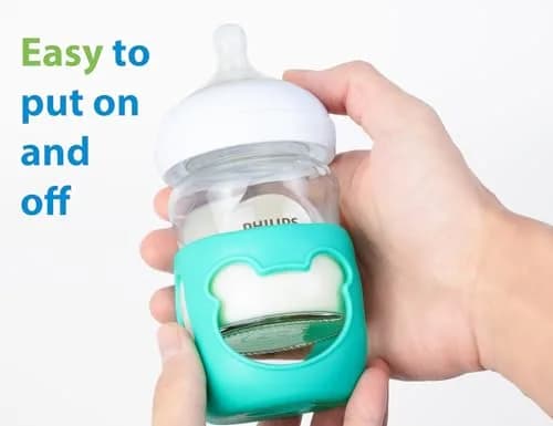 Aelop Natural Baby Bottle Sleeves for Philips Avent Glass Bottles (4oz, 2-Pack, Blue/Turquoise) | Protects Against Breakage thumbnail 5