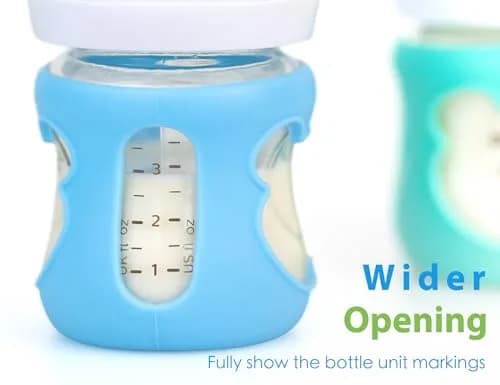 Aelop Natural Baby Bottle Sleeves for Philips Avent Glass Bottles (4oz, 2-Pack, Blue/Turquoise) | Protects Against Breakage thumbnail 3