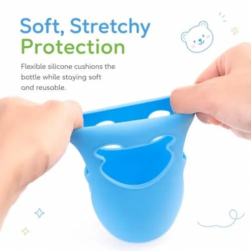 Aelop Silicone Baby Bottle Sleeves for Philips Avent Natural Glass Bottles, 240ml (8oz) | Pack of 2, Blue & Turquoise thumbnail 7