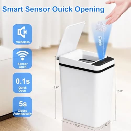 Anborry Smart Touchless Trash Can 3.8L (2.2 Gallon) | Motion Sensor Automatic Lid for Small Spaces thumbnail 4