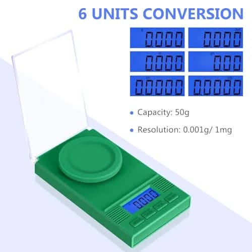 Fuzion Digital Milligram Scale 50g (0.001g) | Green 6-in-1 Kit with Calibration Weight & Carry Bag thumbnail 2