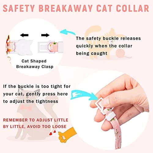 JXFUKAL Airtag Cat Collar with Breakaway Buckle, Silicone AirTag Holder, Bell & Flower Charm for Small Cats & Dogs (Pink) | Adjustable 7.1"-11.8" Neck Size thumbnail 5