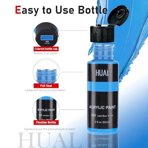 HUAL Acrylic Paint Set with 24 Colors (60ml/2oz Each) & 5 Brushes | ASTM D-4236 Certified Non-Toxic Art Paint thumbnail 5