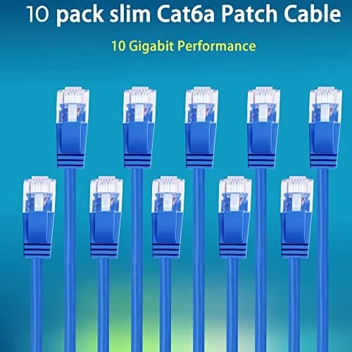 Rapink Cat6a Slim Ethernet Cable 5ft (10 Pack) | 10Gbps 550MHz Pure Copper thumbnail 2