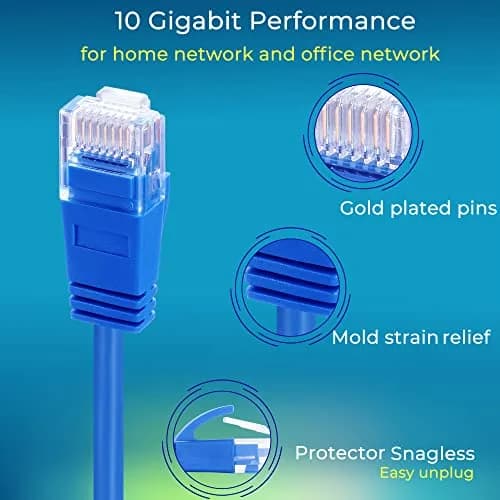 Rapink Cat6a Ethernet Patch Cable 1ft | Slim, 10G Support, Snagless, Gold Plated thumbnail 2