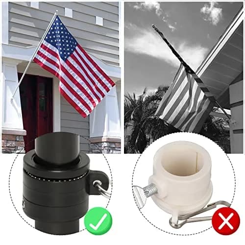 NELXINJO 5ft Black Stainless Steel Flag Pole Kit with Bracket | Anti-Wrap Spinning Design thumbnail 4