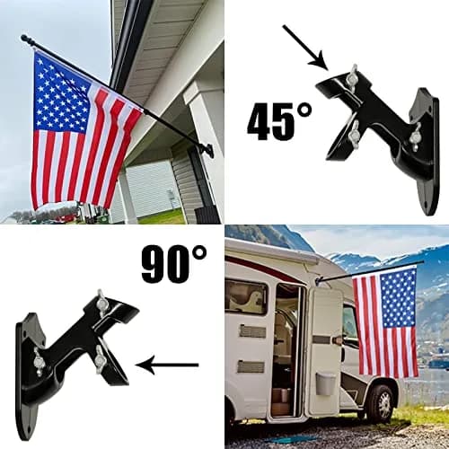 NELXINJO 5ft Black Stainless Steel Flag Pole Kit with Bracket | Anti-Wrap Spinning Design thumbnail 5