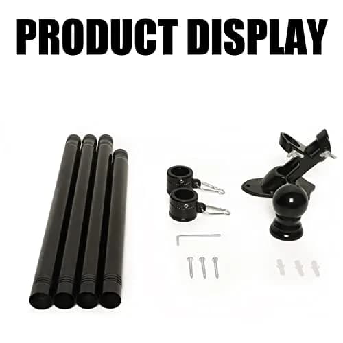 NELXINJO 5ft Black Stainless Steel Flag Pole Kit with Bracket | Anti-Wrap Spinning Design thumbnail 6