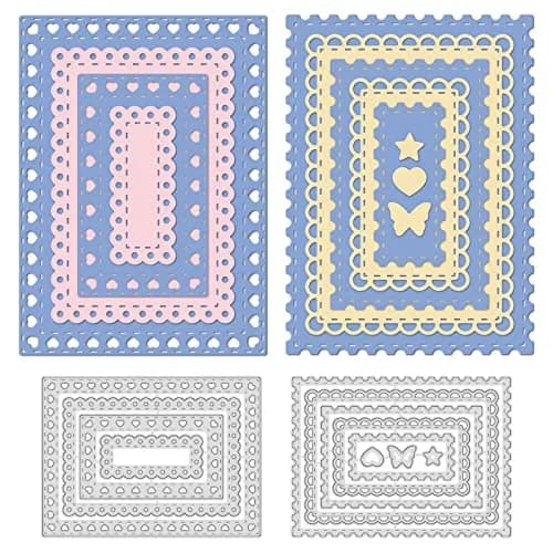 INFUNLY Rectangle Frame Cutting Dies Set 12Pcs | Layered Stencils for Card Making & Scrapbooking thumbnail 1