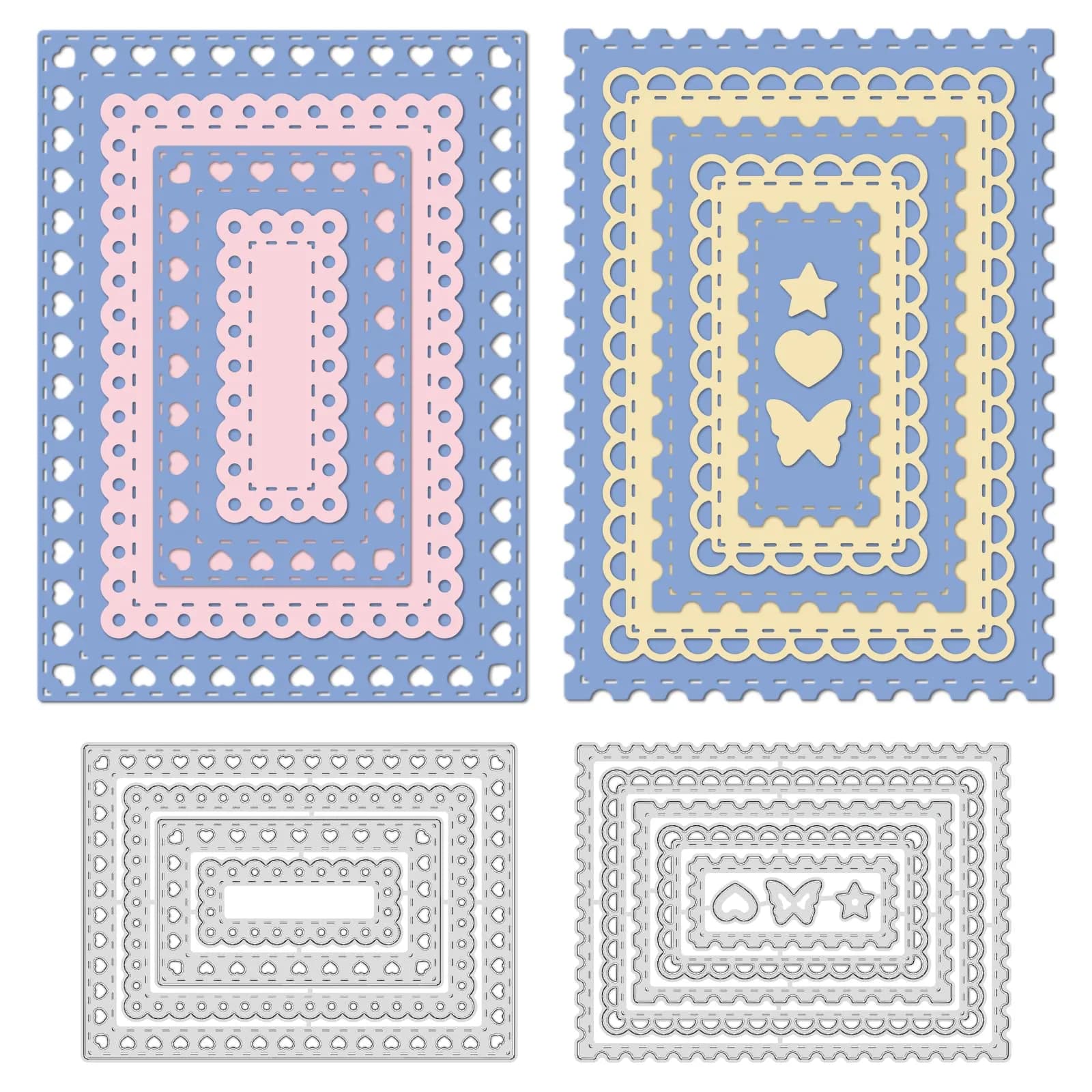INFUNLY Rectangle Frame Cutting Dies Set 12Pcs | Layered Stencils for Card Making & Scrapbooking - main product image
