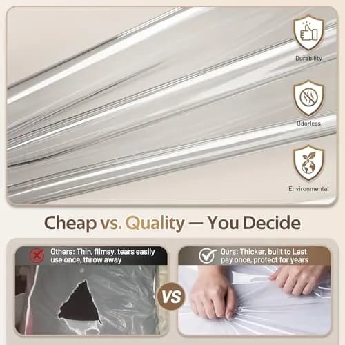 MISSLO Clear Gusseted Garment Bags 40" (101.6 cm) x 22" (55.88 cm) x 10" (25.4 cm) — 3 Pack | Protects Clothes from Dust & Wrinkles thumbnail 5