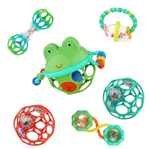 Bright Starts Little Shakers 6pc Gift Set with Oball Technology | Baby Rattles, Balls and Teethers for Newborns+ thumbnail 1