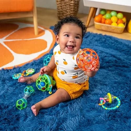 Bright Starts Little Shakers 6pc Gift Set with Oball Technology | Baby Rattles, Balls and Teethers for Newborns+ thumbnail 2