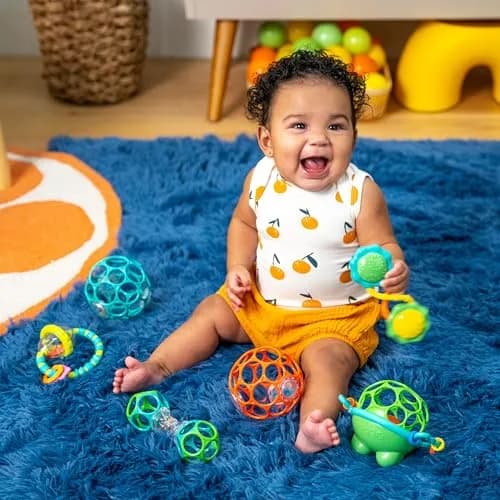 Bright Starts Little Shakers 6pc Gift Set with Oball Technology | Baby Rattles, Balls and Teethers for Newborns+ thumbnail 3