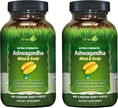 Irwin Naturals Extra Strength Ashwagandha Mind & Body Support (2 Pack) | Adaptogenic Stress & Wellness Formula thumbnail 1