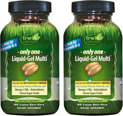 Irwin Naturals Only One Daily Multivitamin Liquid-Gel 60 Count | Iron-Free, Vitamin D3 & Green Super Food thumbnail 1