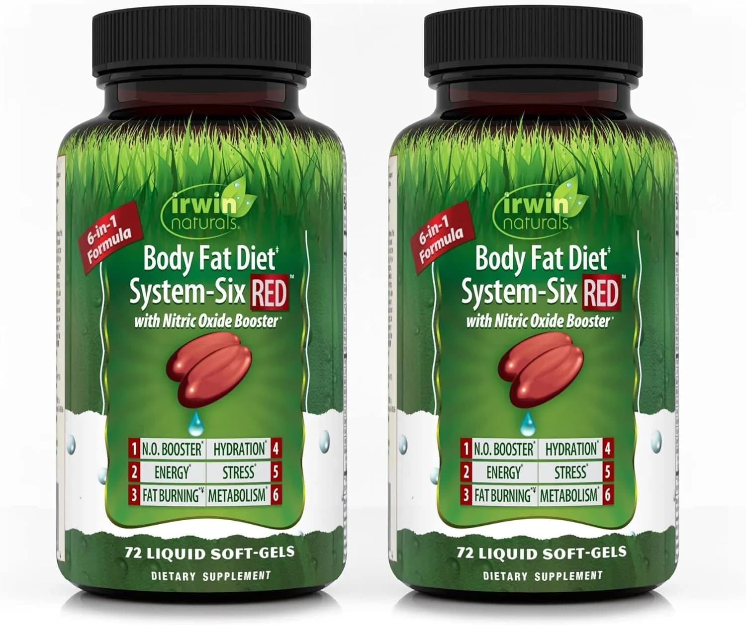 Irwin Naturals Body Fat Diet System-Six RED Nitric Oxide Booster 72 Count | Supports metabolism & energy - main product image
