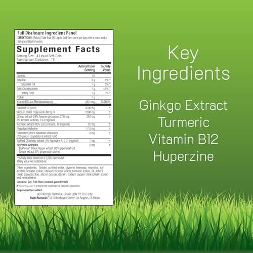 Irwin Naturals Double-Potency Ginkgo Biloba 120 Liquid Soft-Gels | Supports Memory & Brain Wellness thumbnail 2