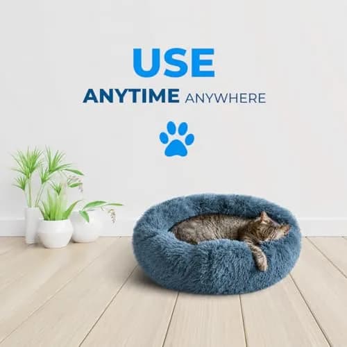 Whiskers & Friends Calming Donut Cat & Small Dog Bed 51cm (20") | Orthopedic Support for Anxiety Relief thumbnail 6