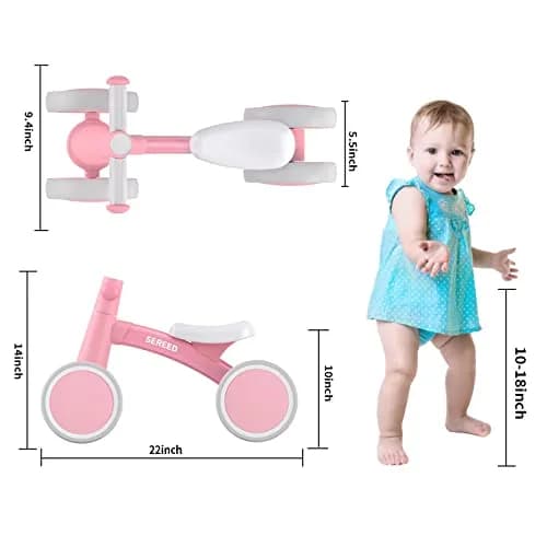 SEREED Baby Balance Bike for 1 Year Old Boy Girl, First Birthday Gift Toy | Aluminum Alloy Frame, 10-inch EVA Wheels thumbnail 3