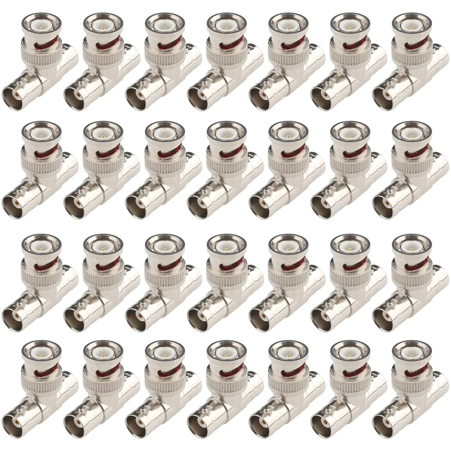 Fanbalunke BNC Splitter Adapter 28 Pcs Male to 2 Female T-Adapter | For CCTV Security Camera & Monitor