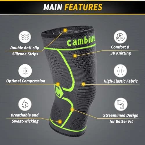 CAMBIVO Knee Brace Compression Sleeve Medium | Orthopedic Brace for Pain Relief & Sports thumbnail 3