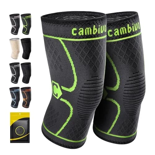 CAMBIVO 2 Pack Knee Brace Compression Sleeve for Men & Women, Green Small | Orthopedic Brace thumbnail 1