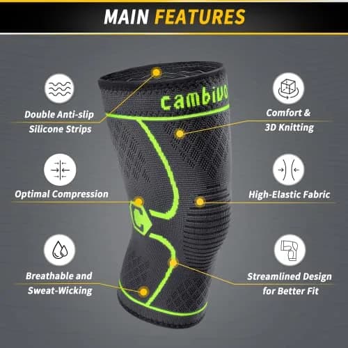 CAMBIVO 2 Pack Knee Brace Compression Sleeve for Men & Women, Green Small | Orthopedic Brace thumbnail 3
