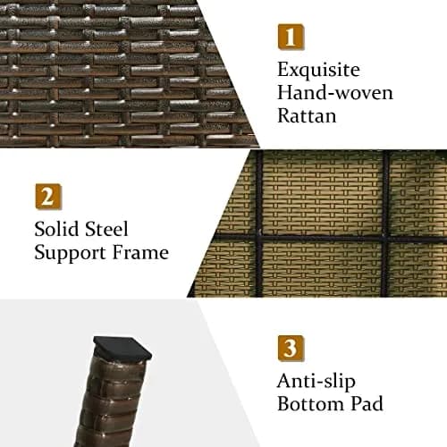HAPPYGRILL Outdoor Wicker Table Folding Rattan Side Table 24" x 16" | Foldable & Sun Resistant thumbnail 4