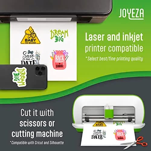JOYEZA Printable Vinyl Sticker Paper for Inkjet Printer 80 Sheets Matte White Waterproof | Waterproof, Quick-Dry, Vivid Colors thumbnail 3